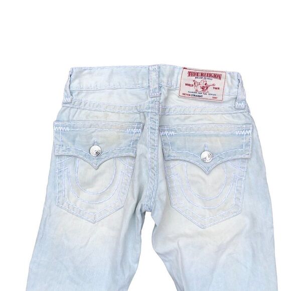 TRUE Religion Jeans Size 28 STRAIGHT SUPER T Blue/White - Picture 8 of 9
